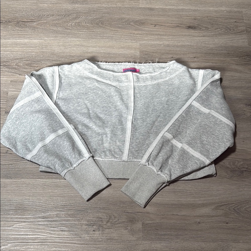 Edikted Gray Cropped Sweatshirt